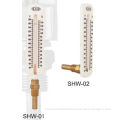 1/2" Npt 8" Scale Hot Water Bimetal Red Organic Liquid Glass Thermometer With Steel Case